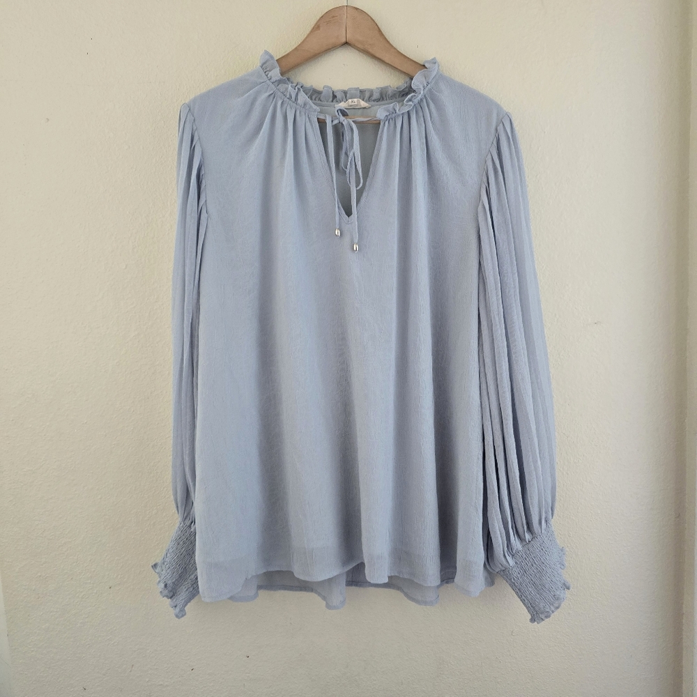 Entro Long Sleeve Blue Flowy Top XL